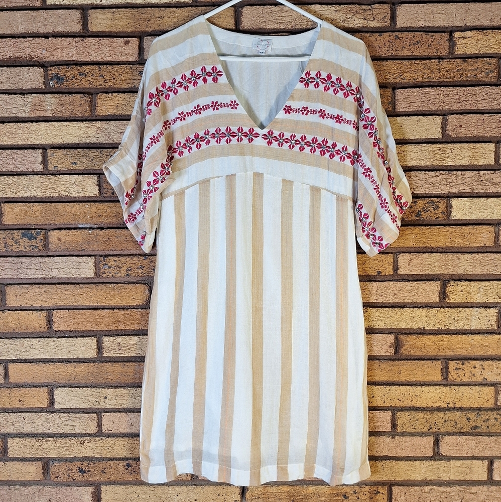 Anouk Grewal XS Tan And White Striped Dress